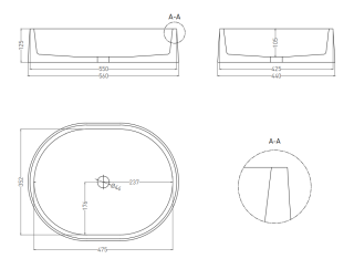 Накладная раковина Salini Gloria 10 S-Stone 1102211MRH 56см RAL снаружи